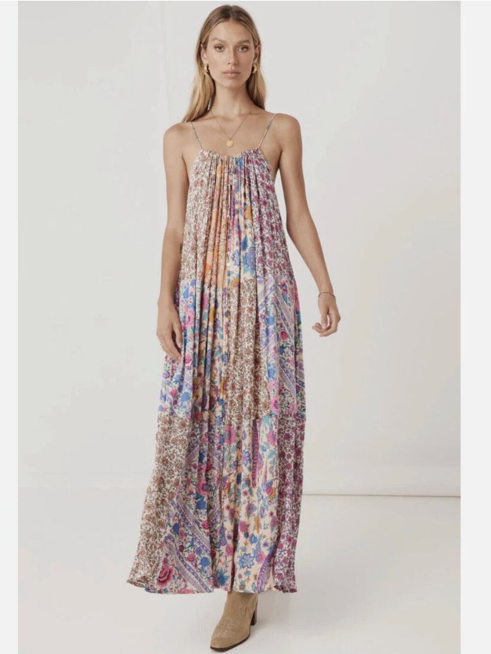 Spell & The Gypsy Renew Patchwork Strappy Maxi Dress | Medium | NWOT | Rare